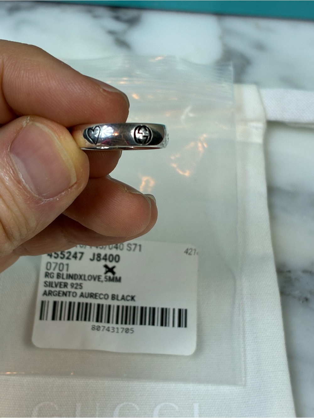 NWT Gucci Silver 925 Blind For Love GG Ring - IT Size 17 = 7.75 US - Picture 4 of 10